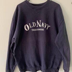 VTG Old Navy Comfy Pullover Crewneck Sweatshirt Navy Blue White Size XL